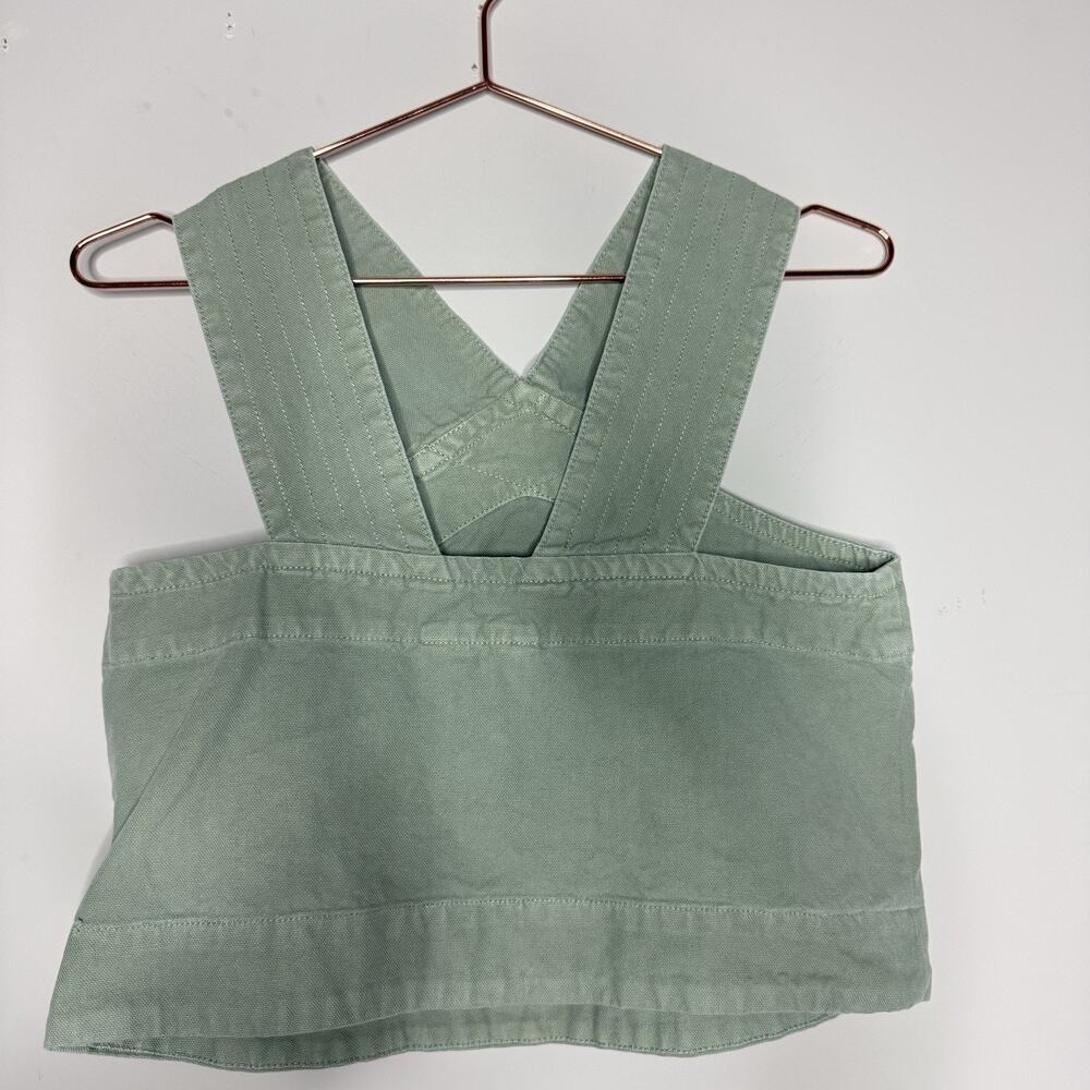 Everlane Cross WideStrap Crop Tank Top XXS Green Organic Cotton Canvas Citycore - Picture 6 of 7